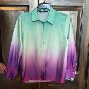 Zara Mint Green and Purple Ombre Blouse